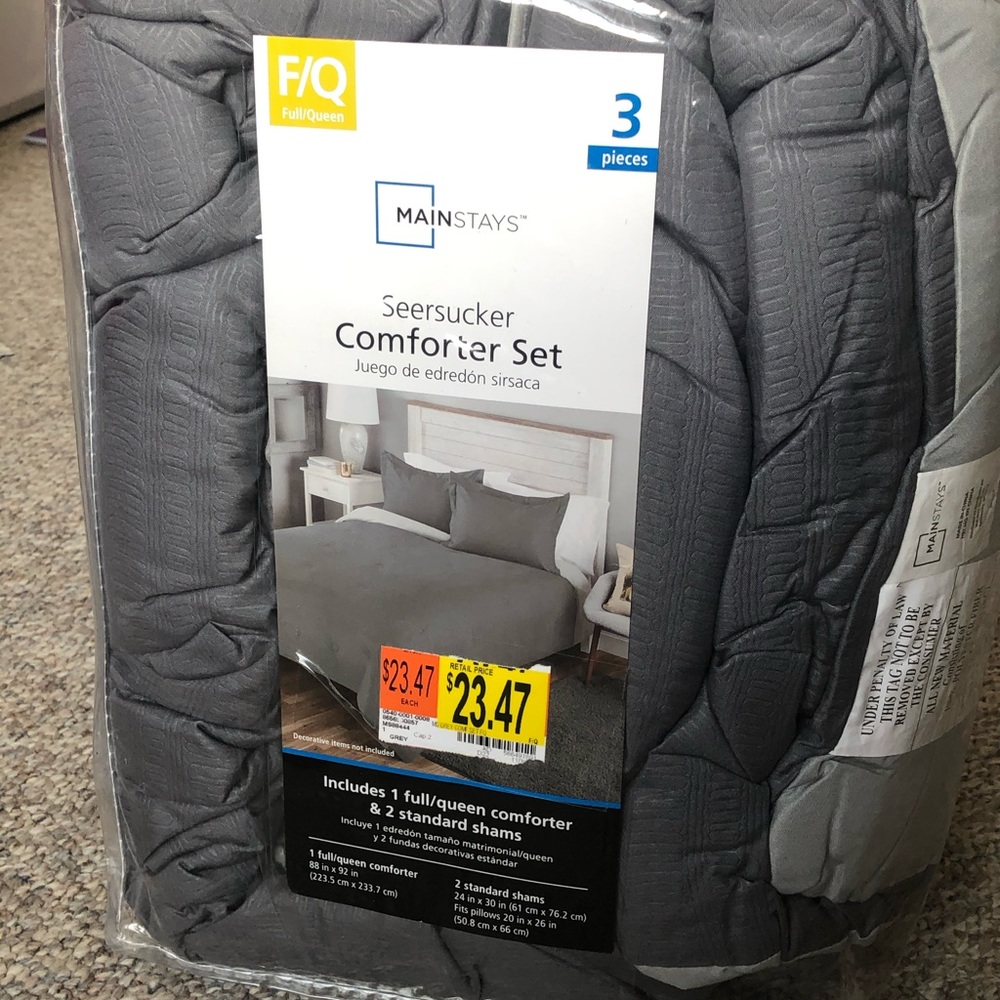 3 Piece Full/Queen Gray Comforter Set